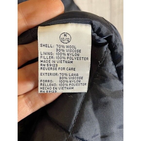 Us Polo Assn Blue Peacoat Wool Blend Hooded Size 10/12 Women’s - Picture 4 of 6